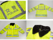 警用熒光黃交警分體棉大衣（帶交警字）